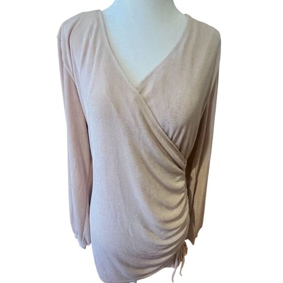 NWT l*space women's melissa dress size xl in light pink shimmer w/ ruched‎ side - Picture 6 of 14